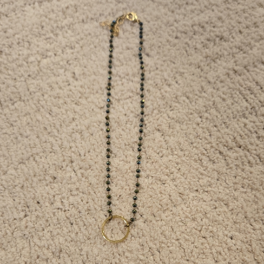 Elegant Gold and Green Beaded Necklace